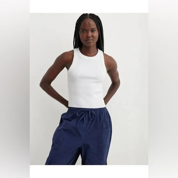 Aerie Free Spirit White Ribbed Crop Tank - Picture 1 of 4